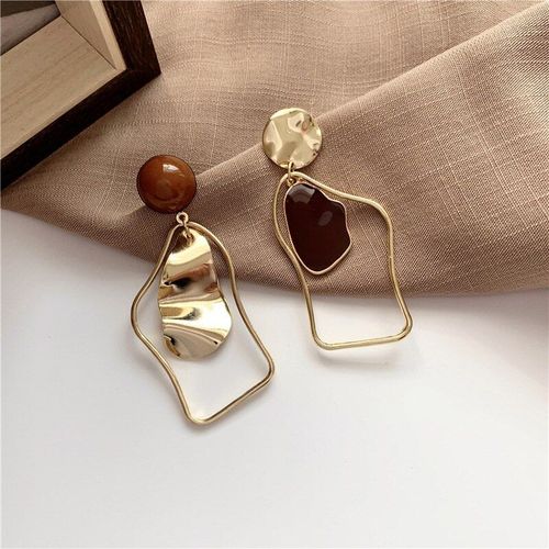 Boucles D'oreilles En Acrylique Noir Coréen Pour Femmes, Bijoux Punk Vintage, Métal Cristal, Pendentif, Asymétrique, Nouvelle Collection