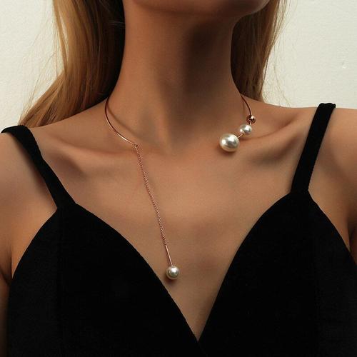 Collier Ras Du Cou Élégant En Imitation De Perles Blanches Pour Femmes, Chaîne À Clavicule, À La Mode, Bijoux De Mariage, Nouveauté 2021