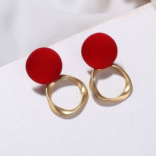 Boucles D'oreilles Vintage Rouge Et Marron Pour Femmes, En Métal, Tendance, Nouvelle Collection Automne Hiver 2020