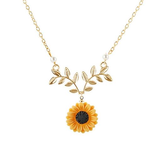 Collier Doré Délicat Pour Femmes, Pendentif Tournesol Personnalisé, Perle, Nouveau Collier Créatif De Pull Tournesol, Livraison Gratuite