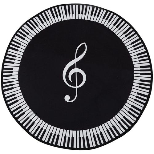 Nouveau tapis rond antidérapant, symbole musical, clé de Piano