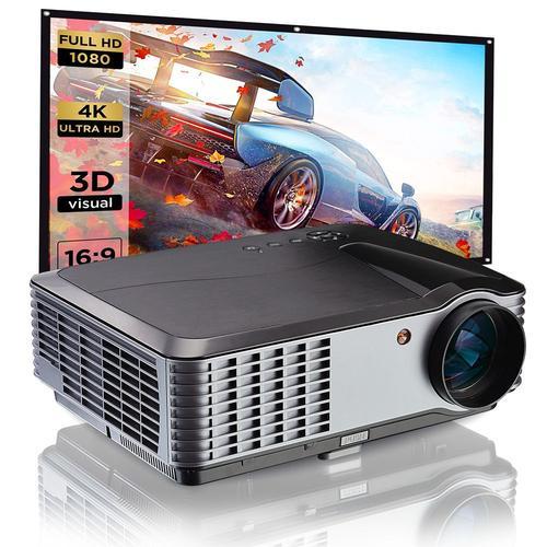 Vidéoprojecteur 1080P Natif Home Cinéma 5000 Lumens 15000:1 Max 300"" écran, Smartphone PC Tablet écran Recopie, Ports HDMI USB VGA RCA