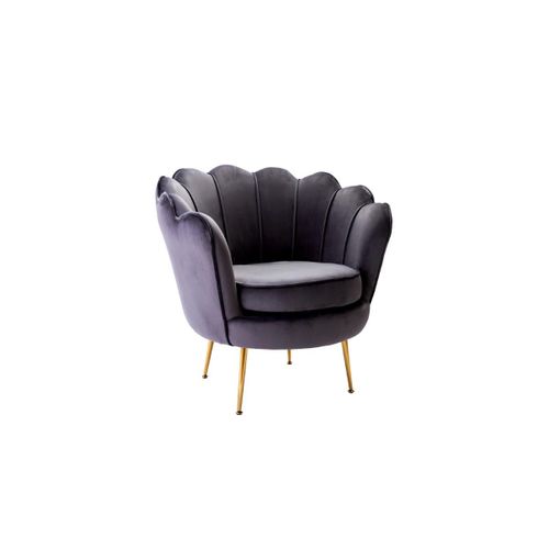 Fauteuil Coquillage En Velours Anthracite Dandelion