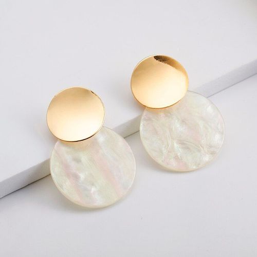Boucles D'oreilles En Acrylique Pour Femmes, En Forme De Coquille Ronde, En Métal, Charmant, Bijoux Bohème, Cadeau De Fête, 2019