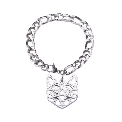 Lucktune Bracelet Homme Animal Loup Adolescent Oeil De Tigre Ours Tête De Léopard Pendentif Homme Cadeau Viking Métal Acier Inoxydable Bijoux