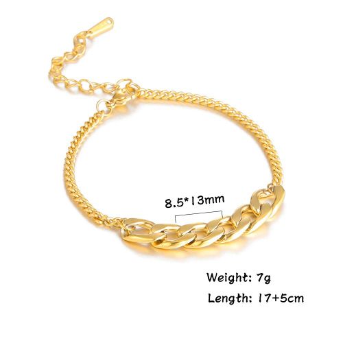 Lucktune Demi Figaro Lien Chaîne Bracelets Pour Hommes Femmes Hip Hop Gourmette Cubain-Lien Or Couleur Acier Inoxydable Bijoux Cadeaux