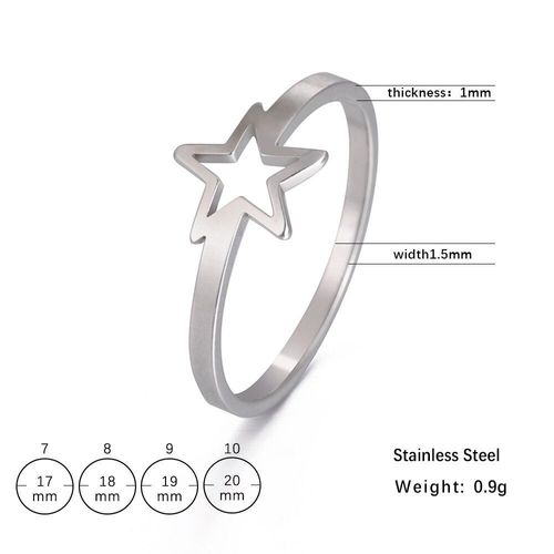 Bague Étoile En Acier Inoxydable Pour Hommes Et Femmes, Couleur Argent, Tendance, Simple, Élégant, Bijoux, Cadeaux Pour Amoureux, Ensemble De Bagues