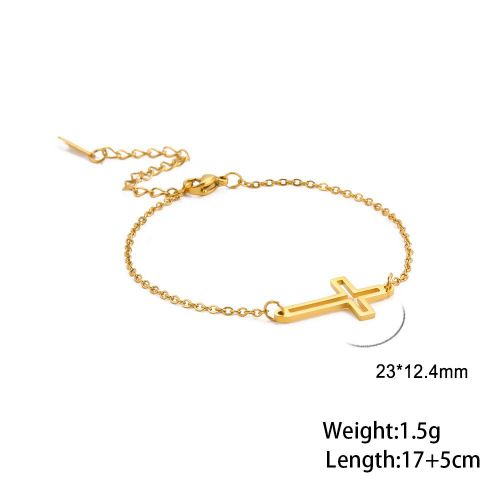 Bracelet En Acier Inoxydable Avec Croix Creuse, Bijou À Maillons De Chaîne, Jésus, Chrétien, Doré, Pour Hommes Et Femmes, Cadeau