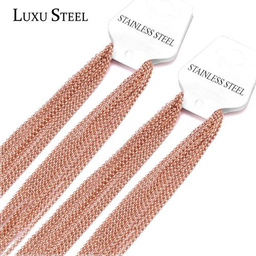 Chaîne Ronde De Luxe En Acier Inoxydable, 10 Pièces/Lot, Collier De Couleur Or Noir/Rose Largeur 2mm, Fermoir À Homard À La Mode, Collier Cadeau