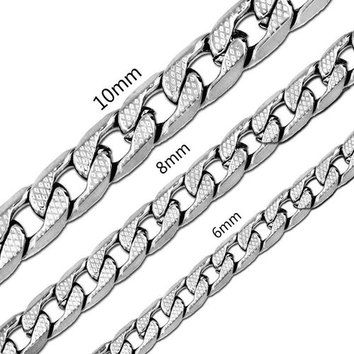 Chaîne De Gourmette En Acier Inoxydable Pour Hommes, Collier Long Et Mixte, Largeur 6mm/8mm/10mm, Longueur 50cm/55cm/60cm