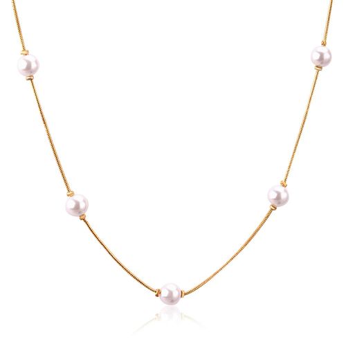 Colliers En Acier Inoxydable Pour Femmes/Filles, Chaîne Serpent, Imitation De Perle Blanche/Noire, Pendentif, Bijoux À La Mode