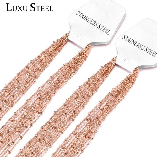Chaîne De Luxe En Acier Inoxydable, 10 Pièces/Lot, Collier Avec Perle, Largeur 2mm, Couleur Or Noir/Rose, Fermoir Mousqueton, Collier