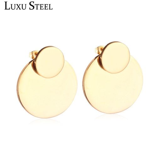 Boucles D'oreilles Rondes En Acier Inoxydable Pour Femmes Et Filles, Bijoux De Luxe, Pendentifs En Or, À La Mode, Cadeau