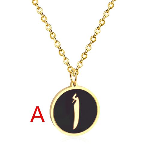 Colliers Ras Du Cou En Coquillage Noir, Chaînes Rondes En Acier Inoxydable, Pendentif Alphabet Arabe, Bijoux En Lettres