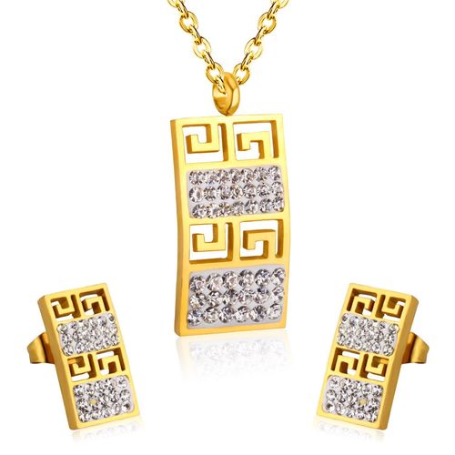 Ensemble De Bijoux De Mariée En Zircone Cubique, Couleur Or/Argent, Pendentif Géométrique, Collier En Acier Inoxydable Pour Femmes