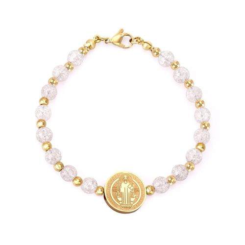 Bracelets De Luxe En Cristal Blanc, Pendentifs Ronds En Acier Inoxydable, Accessoires De Fête, Vente En Gros