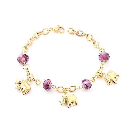 Bracelets En Forme D'éléphant Pour Bébé Fille, Couleur Violette, Cristal, 20cm, Chaînes À Maillons Cubaines