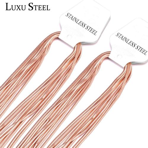 Colliers De Luxe En Acier Inoxydable, 10 Pièces/Lot, Or Rose/Noir, Longueur 18 À 24 Pouces, Serpent Tabulaire, Vente En Gros