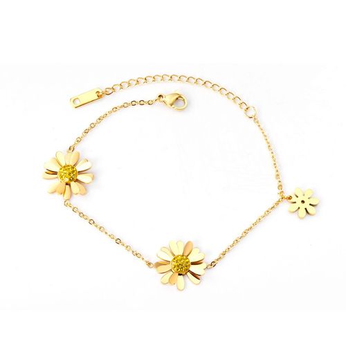 Bracelet En Acier Inoxydable En Forme De Fleur Pour Femme, Nouvelle Mode, Chaîne De Couleur Or Rose Argent, Fête