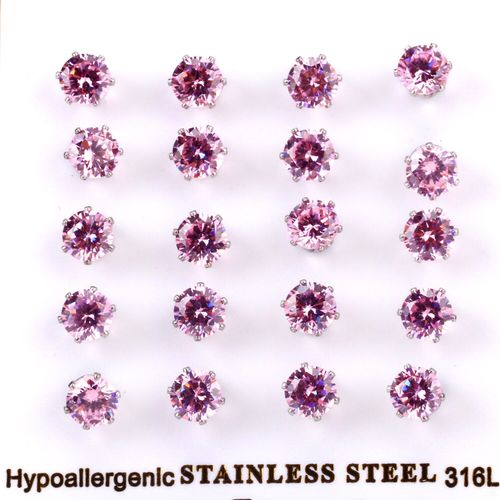 Boucles D'oreilles De Mariage En Acier Inoxydable, Couleur Rose, Zircone Cubique, Anti-Allergie, Vente En Gros, Tendance 2020