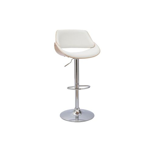 Tabouret De Bar Design Réglable Blanc Et Bois Clair Clash