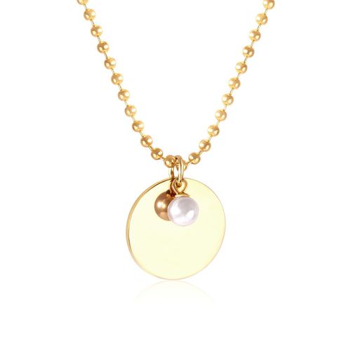 Colliers De Luxe Ronds En Acier Inoxydable, Pendentifs Avec Imitation De Perles, Pour Femmes Et Filles, Chaîne De Perles, Pour Fête
