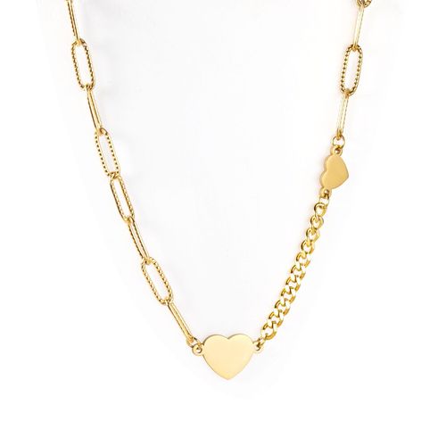 Collier Vintage En Forme De C¿Ur Pour Femme, Pendentif En Acier Inoxydable, Couleur Or Et Argent, Bijoux De Mariage