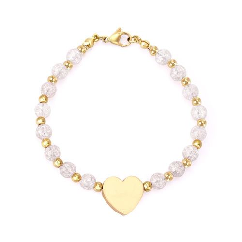 Bracelets De Luxe En Acier Inoxydable Pour Femmes Et Petites Filles, Bijoux En Cristal, C¿Ur Blanc