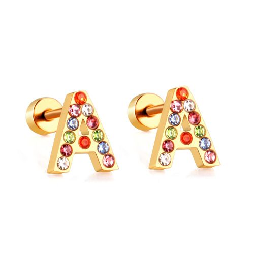 Boucles D'oreilles En Acier Inoxydable, Couleur Or, Zircone Cubique, Style Mignon, Vis À L'arrière, Bijoux Pour Bébé, 2021