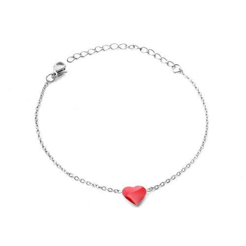 Bracelets D'amitié En Acier Inoxydable Pour Femmes, Chaîne À Maillons, C¿Ur Rouge, Cadeau D'amoureux, Couleur Or Argent
