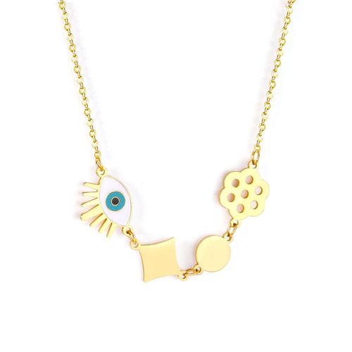 Chaîne De Luxe En Acier Inoxydable, Pendentif En Forme D'oeil Bleu, Couleur Or, Accessoires Pour Colliers, Nouveau Style Tendance, 2021