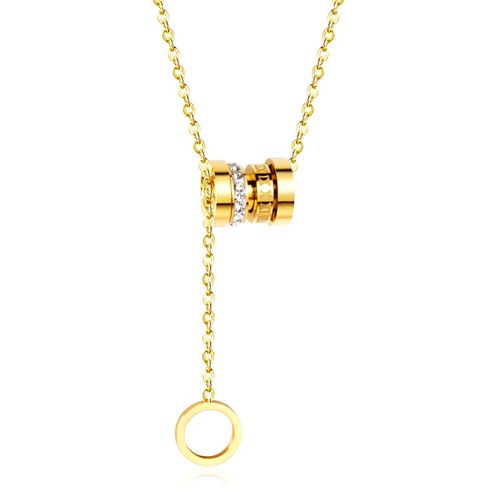 Collier De Luxe En Acier Inoxydable Doré Pour Femmes, Style Classique, Pendentif Rond En Cz, Ras Du Cou, Fête, Vente En Gros
