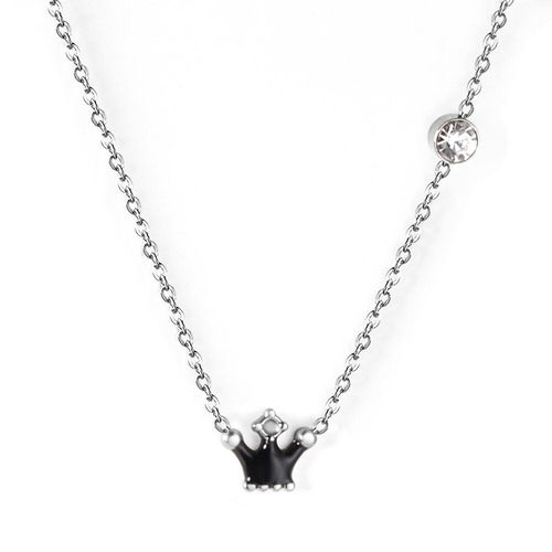 Collier À Pendentif En Acier Inoxydable Cz Pour Femmes, Luxueux, Tendance, Bleu, Rouge, Noir, Rose, Couronne, Accessoires De Fête, Nouvelle Collection