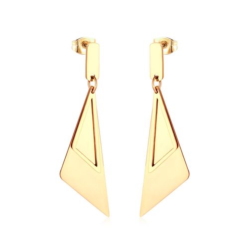 Boucles D'oreilles De Luxe En Acier Inoxydable Pour Femmes, Accessoires De Style Behémien, En Forme De Coquille Noire Et Dorée, Pendentif Triangulaire, Longues, De Fête