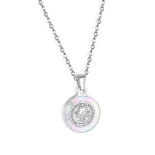 Chaîne Longue En Acier Doré, Bijoux De Luxe Pour Femmes Et Hommes, Colliers Ras Du Cou, Coquille Ronde, Pendentif Jésus, Collier Féminin, Cadeau De Fête