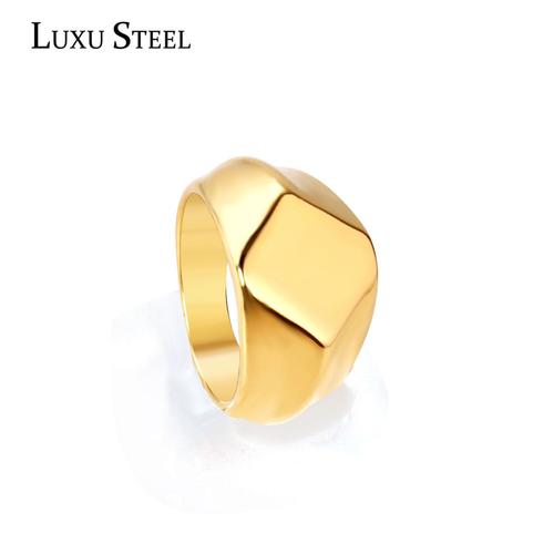 Bague De Luxe En Acier Inoxydable Pour Hommes, Grande Taille, Couleur Or, Géométrique, Polie, Ne Se Décolore Pas, Fiançailles, Taille 8-12