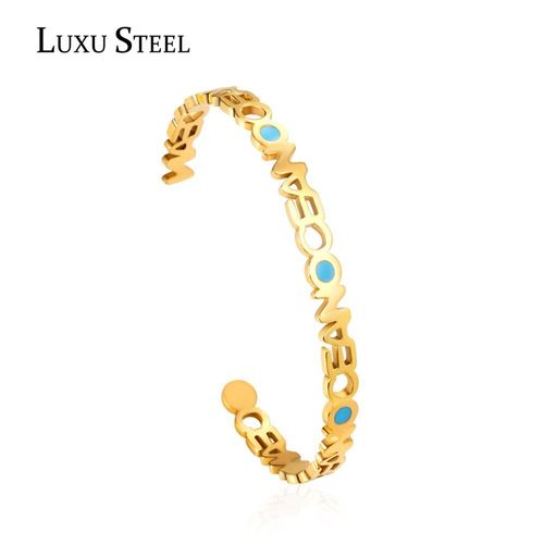 Bracelets De Luxe En Acier Inoxydable Pour Femmes, Couleur Bleu Or, Accessoires, Vente En Gros