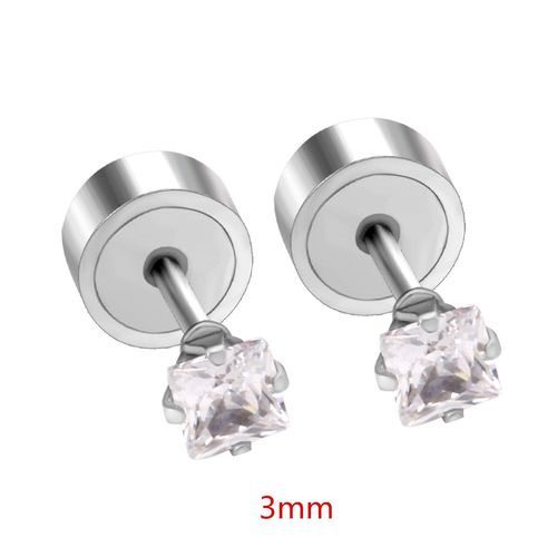 Boucles D'oreilles En Acier Titane, Taille 2020 Aretes, 3mm/4mm/5mm, En Zircone Cubique, Clous À Clous Carrés, Bijoux Pour Filles, Accessoires