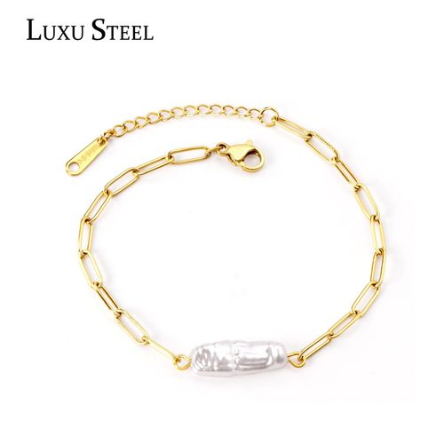 Bracelets En Acier De Luxe Pour Femmes, Style Simple, Imitation De Perles, Chaîne À Maillons, Collier, Cadeau De Fête, Vente En Gros