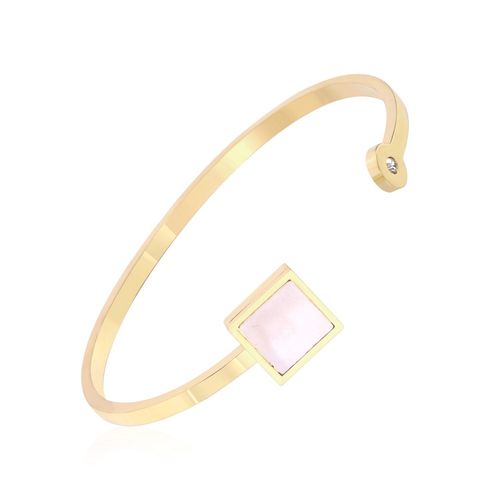 Bracelets De Luxe En Acier Inoxydable Pour Femmes, Couleur Or, Coquille Blanche, Bijoux Manchette Géométrique, Accessoires De Fête, Tout Nouveau