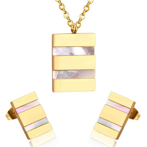 Ensemble De Bijoux De Luxe En Acier Inoxydable, Couleur Argent, Pendentif En Coquillage, Colliers, Boucles D'oreilles Géométriques, Accessoires Pour Femmes