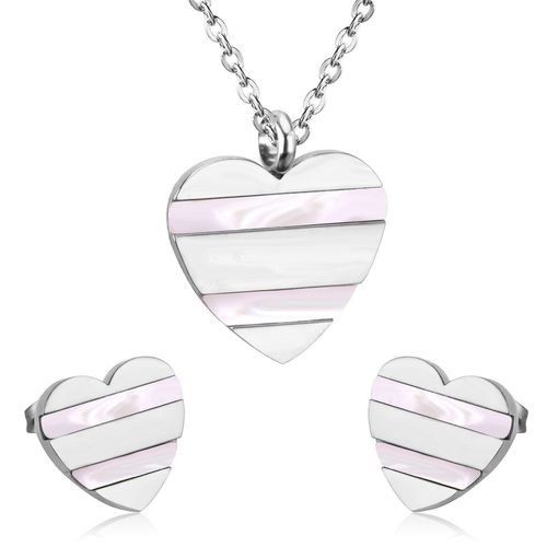 Ensemble De Bijoux De Mariage En Acier Inoxydable, Collier Avec Pendentif En Forme De C¿Ur, Bijoux Pour Amoureux, Cadeau De Mariée, Accessoires Ras Du Cou