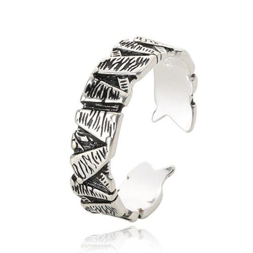 Bague Rétro En Alliage Pour Hommes Et Femmes, Bague Avec Motif De Pierre, Style Coréen, Style Hip Hop, Bijoux De Doigt, Ouverture Réglable