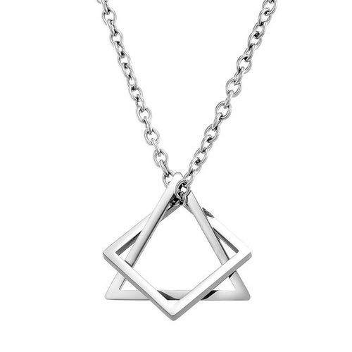 Collier Géométrique Populaire En Titane Et Acier Pour Hommes Et Femmes, Triangle Carré, Combinaison, Hip Hop, Bijoux À La Mode, Cadeau