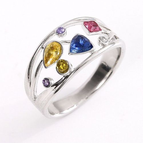 Bague Colorée En Zircon Avec Strass Pour Filles, Bijou À Breloques, Pierre Géométrique, Populaire, Couleur Argent, Cadeaux À La Mode