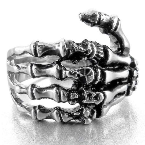 Bague Crâne De Style Punk Pour Hommes Et Femmes, Anneau En Acier Titane, Patte De Démon, Halloween, Anneau Exagéré, Griffe Fantôme Rock, Bijoux Cadeau