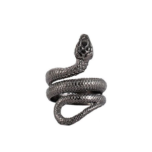 Bague Rock Rétro Punk Pour Hommes, Anneau Rotatif, Pistolet Serpent, Anneau Ouvert En Argent Noir, Bijoux Pour Dames, Cadeau Réglable