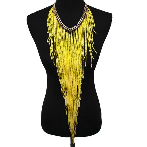 Manilai-Ras Du Cou Style Bohème Pour Femmes, Bijoux À La Mode, Perles En Résine, Fait À La Main, Long Pompon, Chaîne, Collier