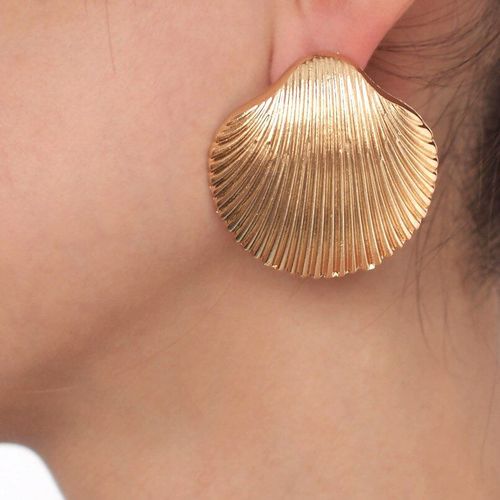 Boucles D'oreilles Coquillage En Alliage, Bijoux De Plage Pour Femmes, À La Mode, En Métal, Couleur Or Argent
