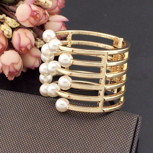 Manilai Mode Femmes Bracelets Jonc Charme Accessoires Imitation Perle Manchette Bracelets Bracelets Manchette Déclaration Bijoux Cadeau